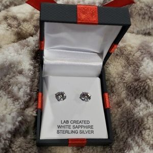 White sapphire sterling silver earrings